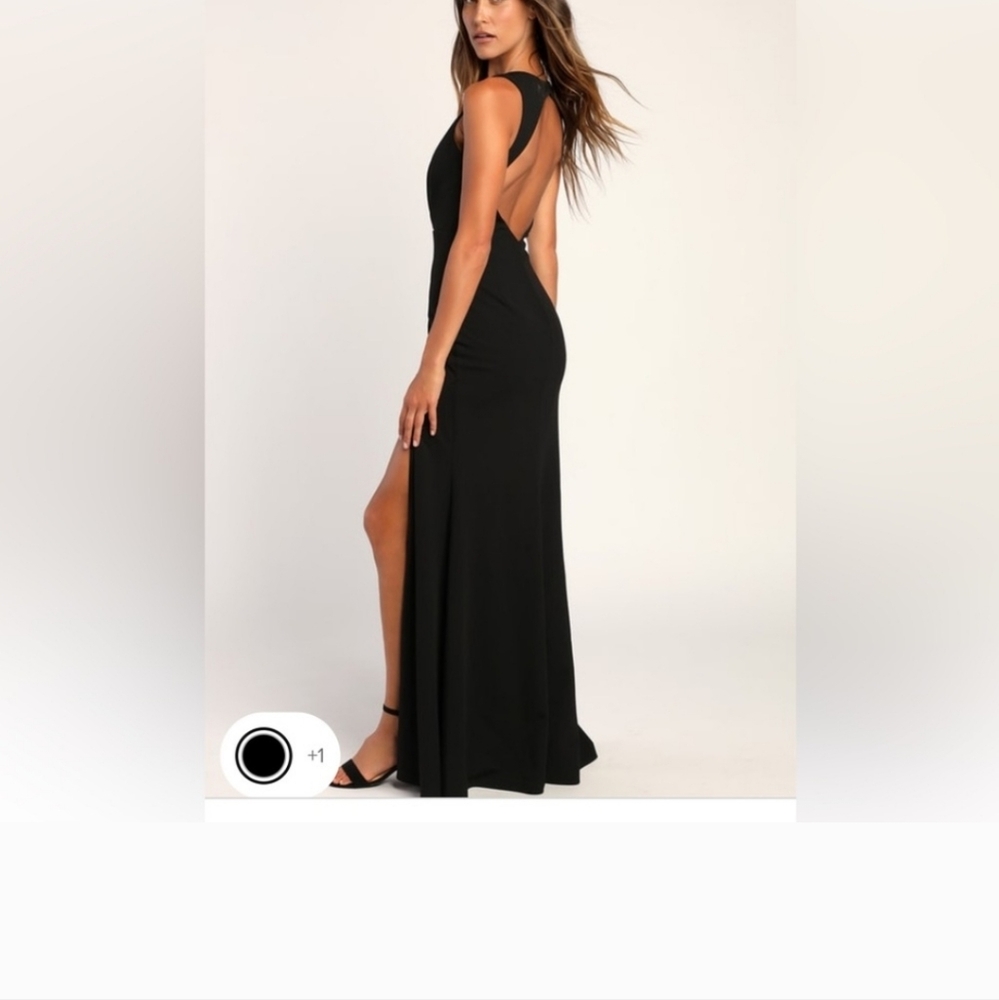 Lulus All for the romance black backless mermaid maxi dress Side Medium